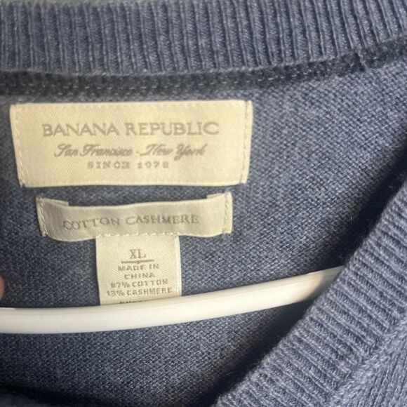 Banana Republic Sweater Mens Extra Large Argyle Cotton Cashmere Blend Blue Prep‎ - Picture 3 of 7